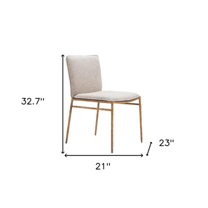 Beige and Gold Upholstery Dining Side Chair