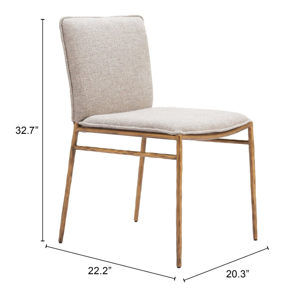 Beige and Gold Upholstery Dining Side Chair