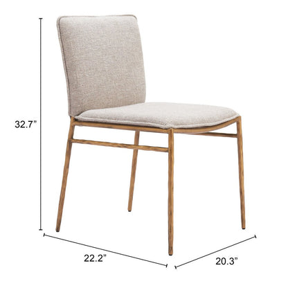 Beige and Gold Upholstery Dining Side Chair