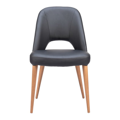 Set of Two Black and Brown Faux Leather Open Back Dining Side Chairs