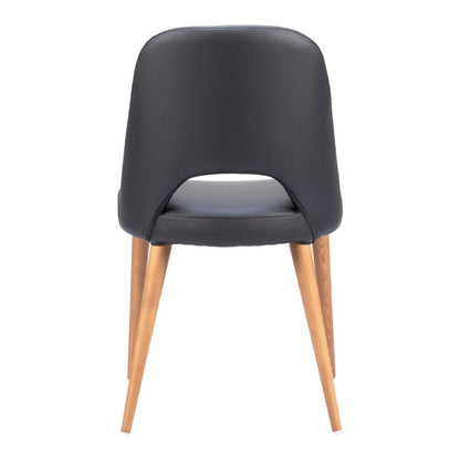Set of Two Black and Brown Faux Leather Open Back Dining Side Chairs