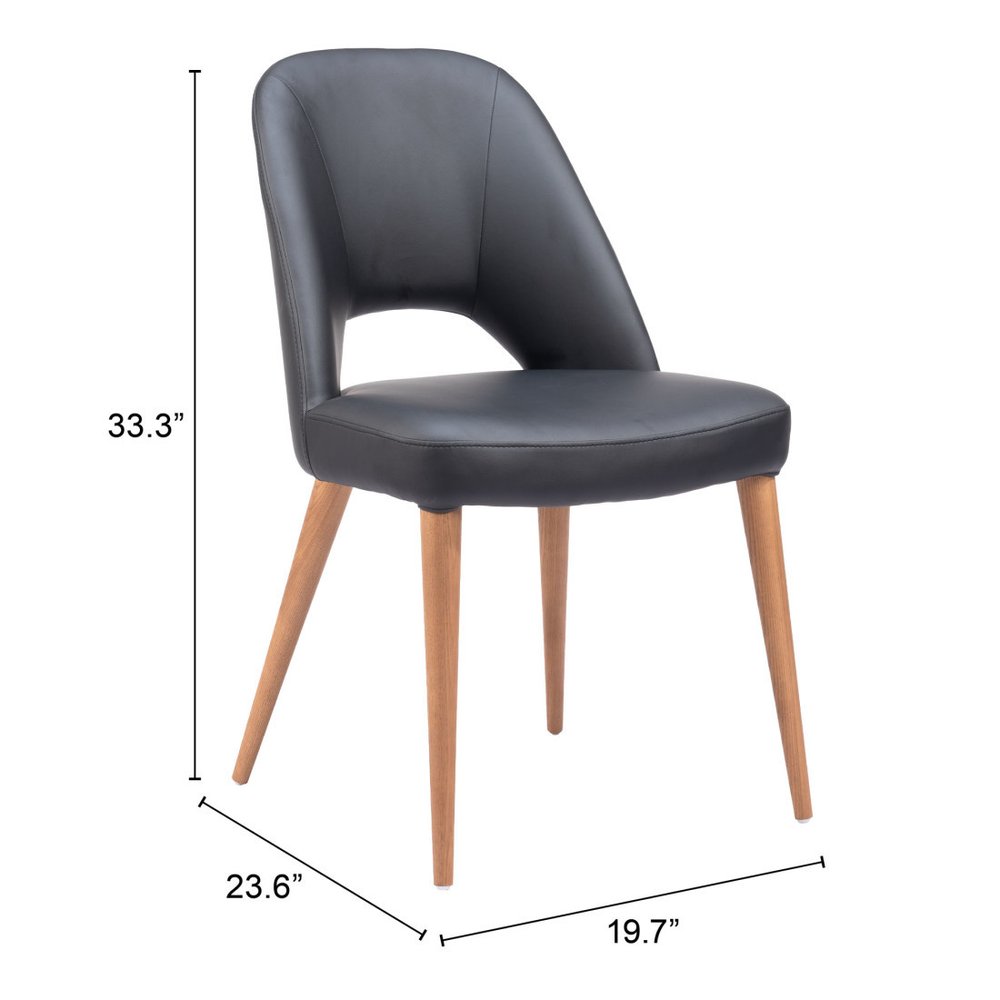 Set of Two Black and Brown Faux Leather Open Back Dining Side Chairs