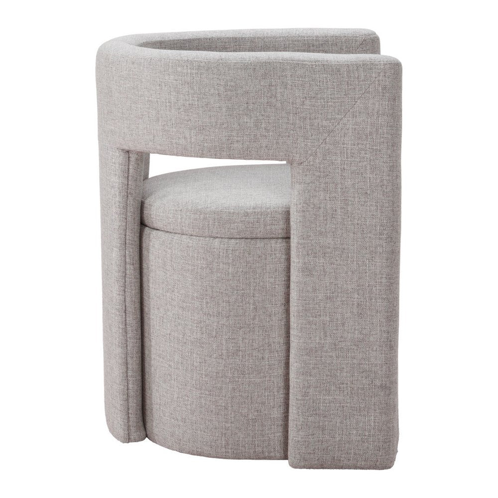 Gray Upholstery Open Back Dining Arm Chair