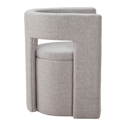 Gray Upholstery Open Back Dining Arm Chair