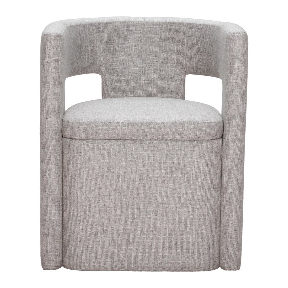 Gray Upholstery Open Back Dining Arm Chair