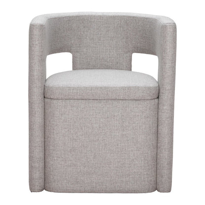 Gray Upholstery Open Back Dining Arm Chair