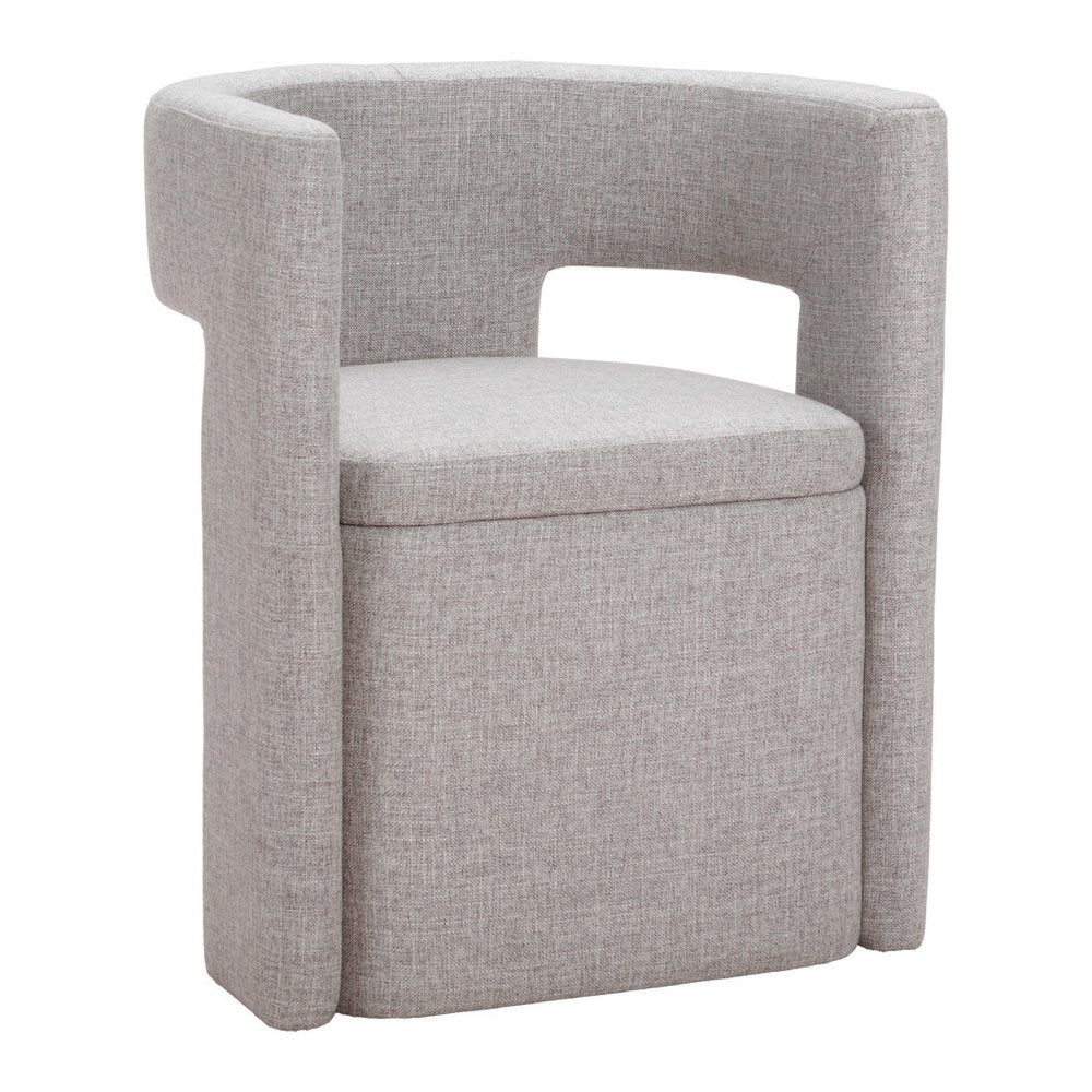 Gray Upholstery Open Back Dining Arm Chair