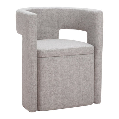 Gray Upholstery Open Back Dining Arm Chair