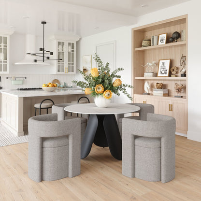 Gray Upholstery Open Back Dining Arm Chair