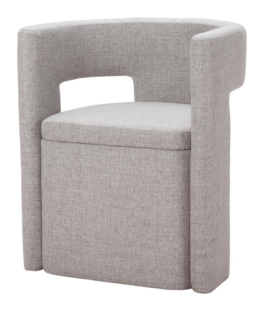 Gray Upholstery Open Back Dining Arm Chair