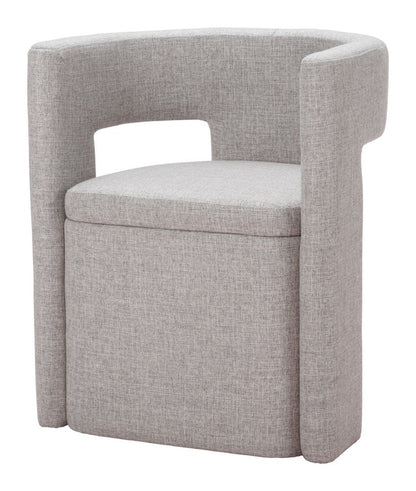 Gray Upholstery Open Back Dining Arm Chair