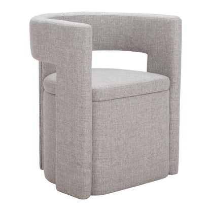 Gray Upholstery Open Back Dining Arm Chair