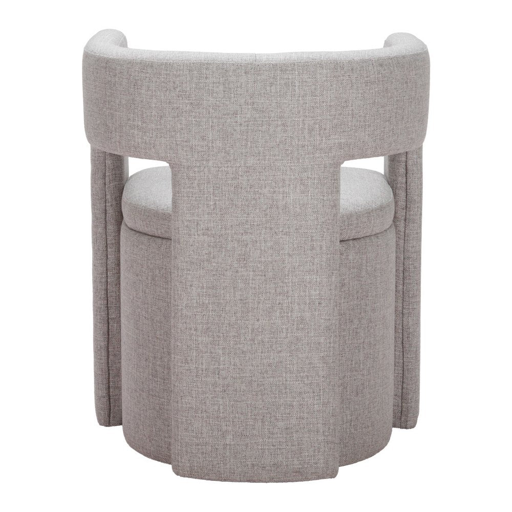 Gray Upholstery Open Back Dining Arm Chair