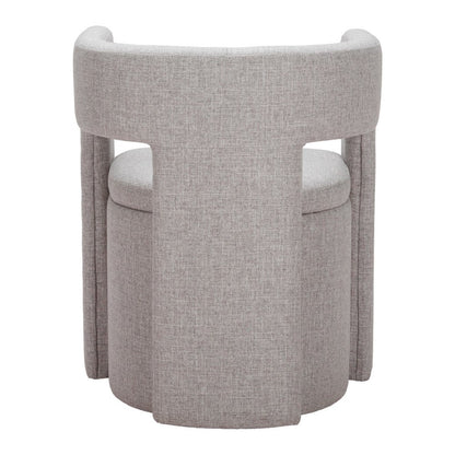 Gray Upholstery Open Back Dining Arm Chair
