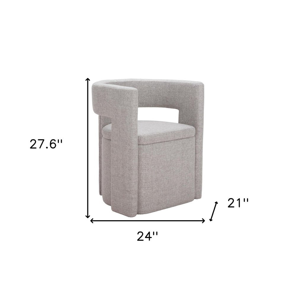 Gray Upholstery Open Back Dining Arm Chair