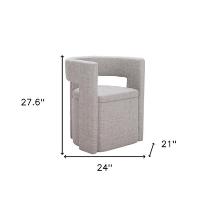 Gray Upholstery Open Back Dining Arm Chair