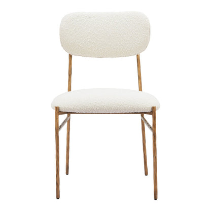 Cream and Brass Upholstery Open Back Dining Side Chair