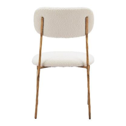 Cream and Brass Upholstery Open Back Dining Side Chair