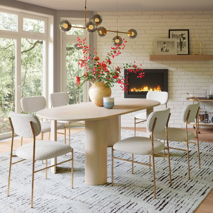 Cream and Brass Upholstery Open Back Dining Side Chair