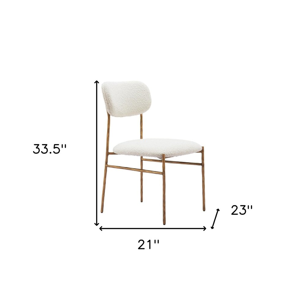 Cream and Brass Upholstery Open Back Dining Side Chair