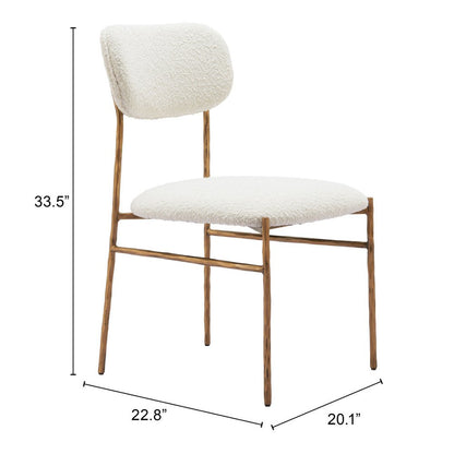 Cream and Brass Upholstery Open Back Dining Side Chair