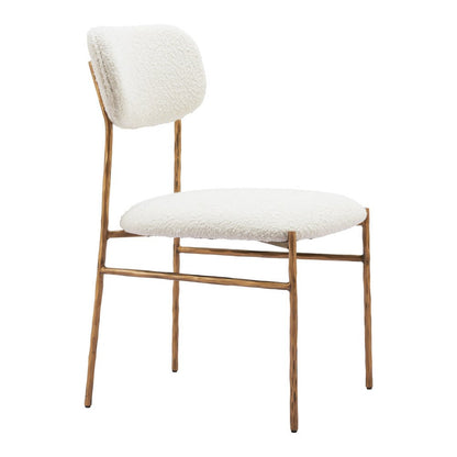 Cream and Brass Upholstery Open Back Dining Side Chair