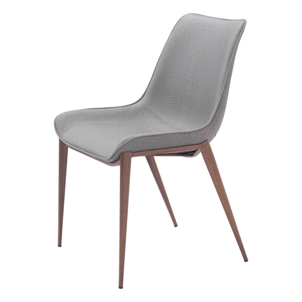 Set of Two Gray and Brown Faux Leather Dining Side Chairs