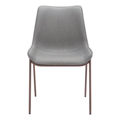 Set of Two Gray and Brown Faux Leather Dining Side Chairs