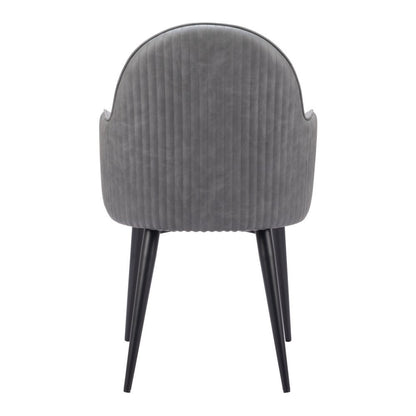 Gray and Black Faux Leather Dining Arm Chair