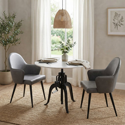 Gray and Black Faux Leather Dining Arm Chair