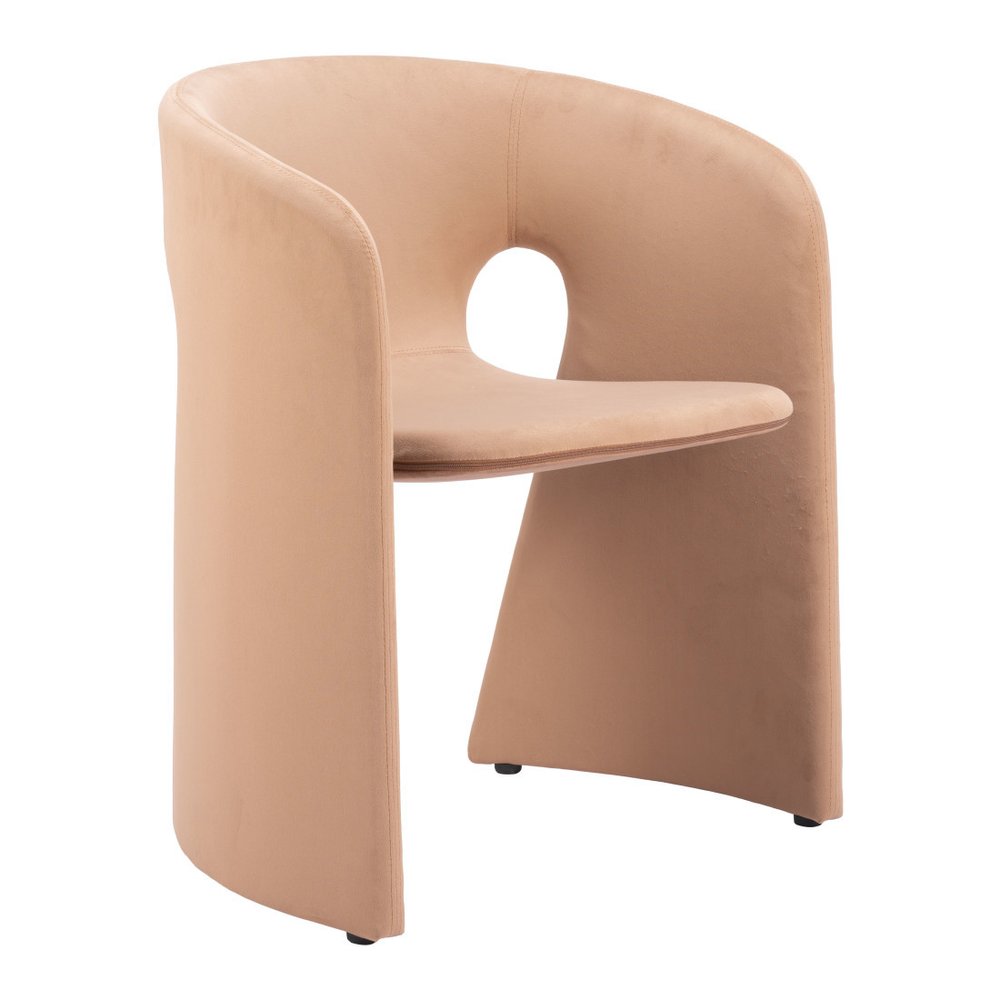 Tan and Beige Upholstery Dining Arm Chair