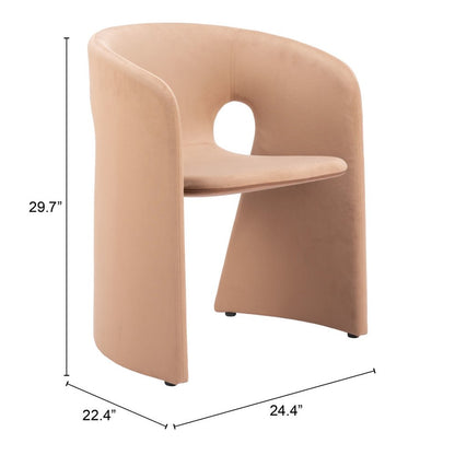 Tan and Beige Upholstery Dining Arm Chair