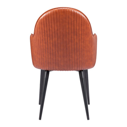 Brown and Black Faux Leather Dining Arm Chair
