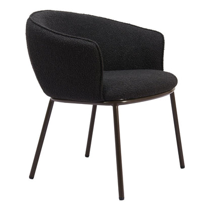 Black and Bronze Faux Fur Dining Arm Chair