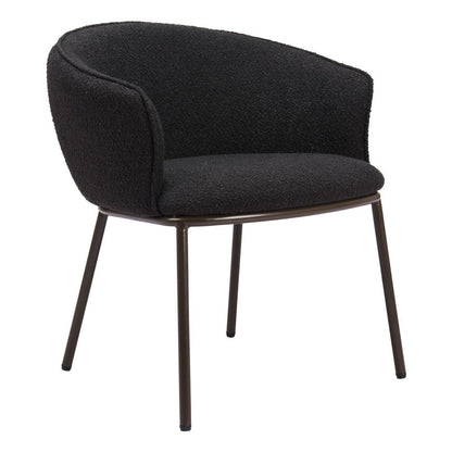 Black and Bronze Faux Fur Dining Arm Chair