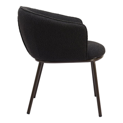 Black and Bronze Faux Fur Dining Arm Chair