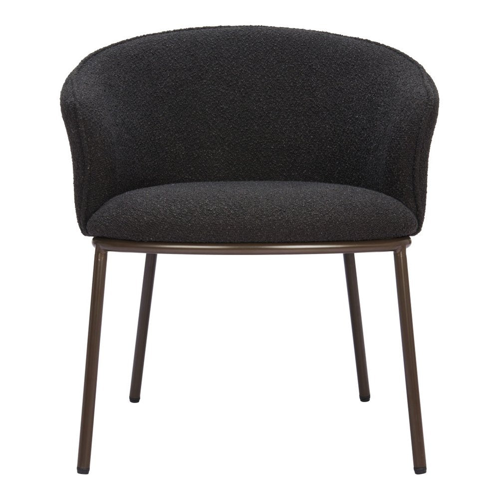 Black and Bronze Faux Fur Dining Arm Chair