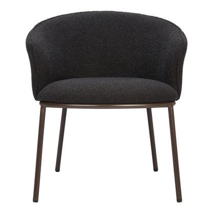 Black and Bronze Faux Fur Dining Arm Chair
