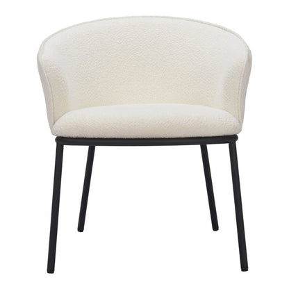 Ivory and Black Faux Fur Dining Arm Chair