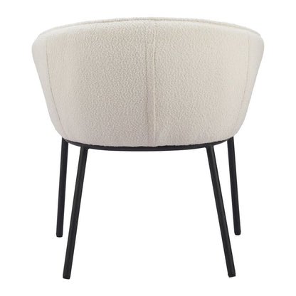 Ivory and Black Faux Fur Dining Arm Chair