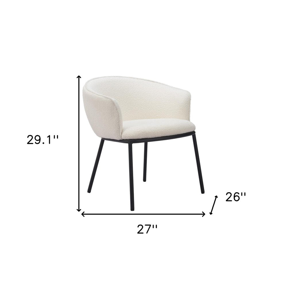 Ivory and Black Faux Fur Dining Arm Chair
