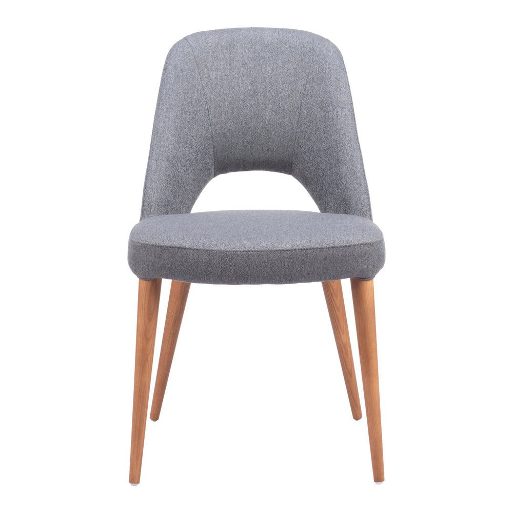 Set of Two Gray and Brown Upholstery Dining Side Chairs