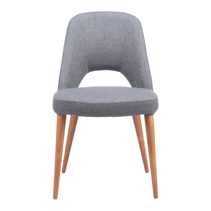 Set of Two Gray and Brown Upholstery Dining Side Chairs