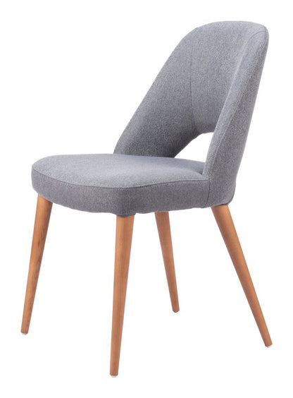 Set of Two Gray and Brown Upholstery Dining Side Chairs