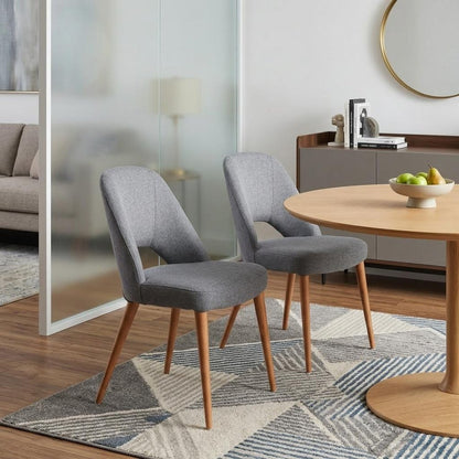 Set of Two Gray and Brown Upholstery Dining Side Chairs