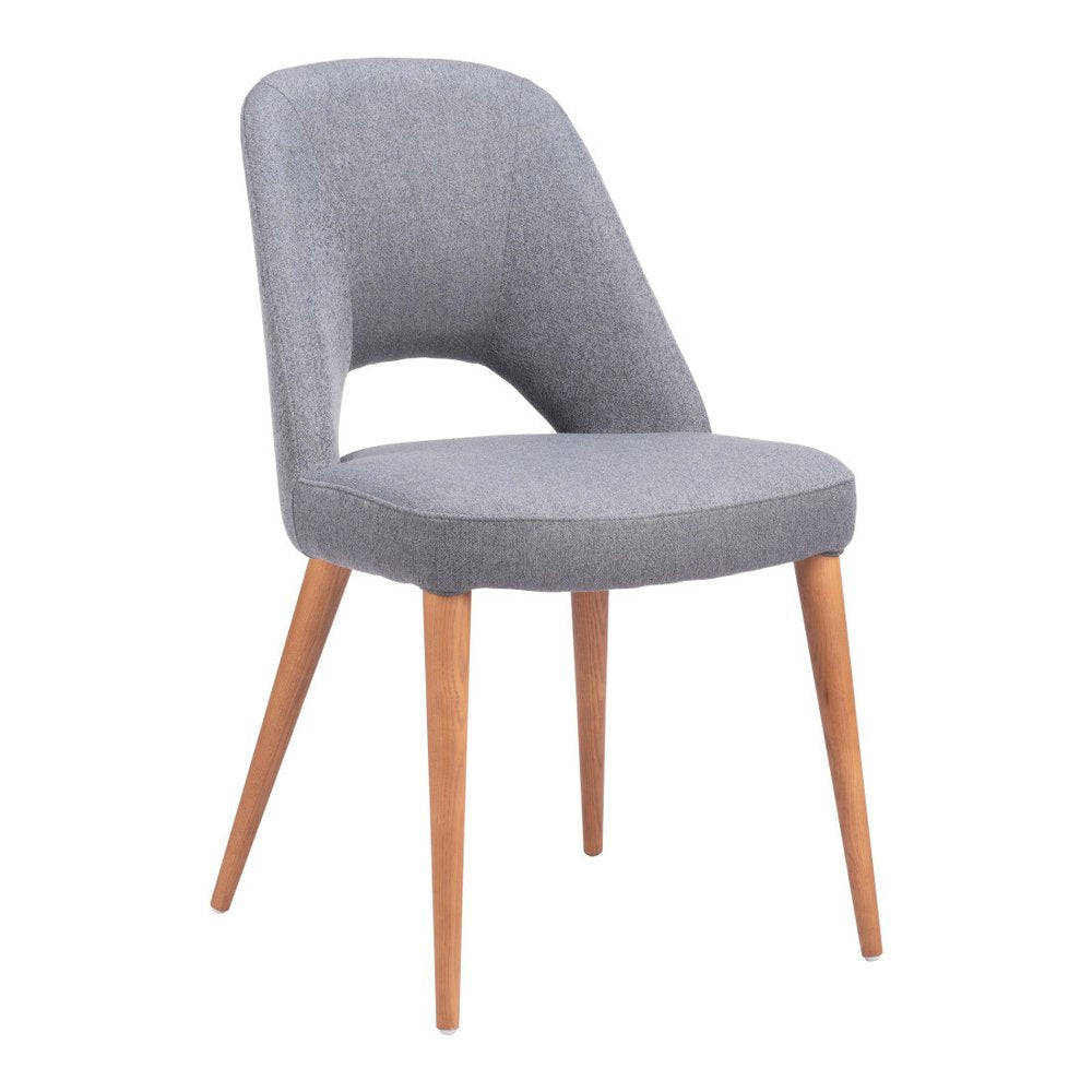 Set of Two Gray and Brown Upholstery Dining Side Chairs