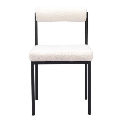 Ivory and Black Faux Fur Open Back Dining Side Chair