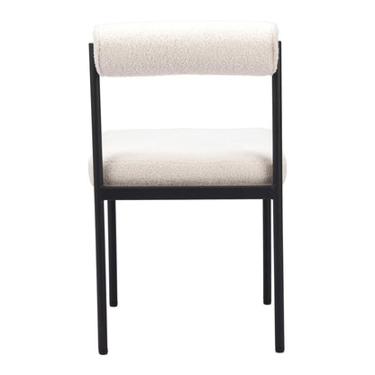 Ivory and Black Faux Fur Open Back Dining Side Chair