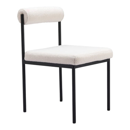 Ivory and Black Faux Fur Open Back Dining Side Chair