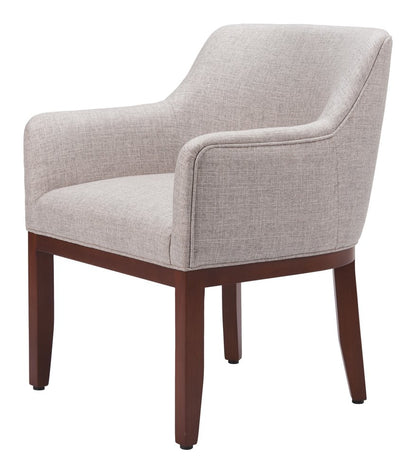 Gray and Brown Upholstery Dining Arm Chair